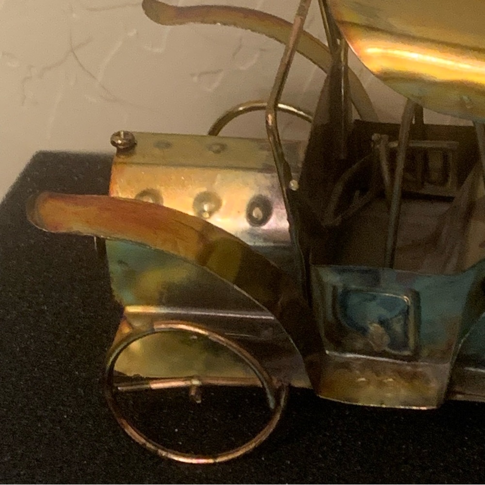 Model T Type Car Copper Art Tin with Music Box Plays “Happy Days Are Here Again” - Picture 3 of 7